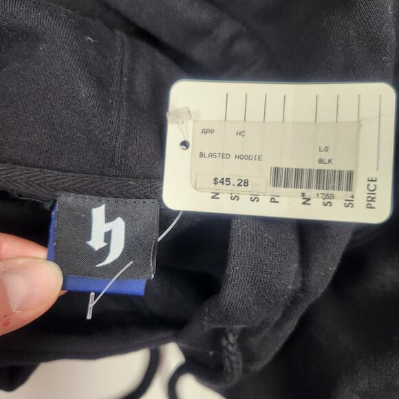 90s Hostility Hoodie Sweatshirt Black Size Large Men NWT Y2K - Picture 5 of 6